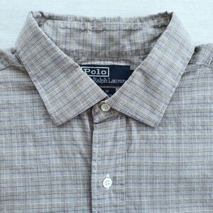 Vintage Polo Ralph Lauren Shirt Mens XL Gray Plaid Classic Preppy Office Retro